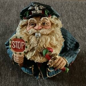 Vintage Roly Poly Police Santa Figurine by Enesco